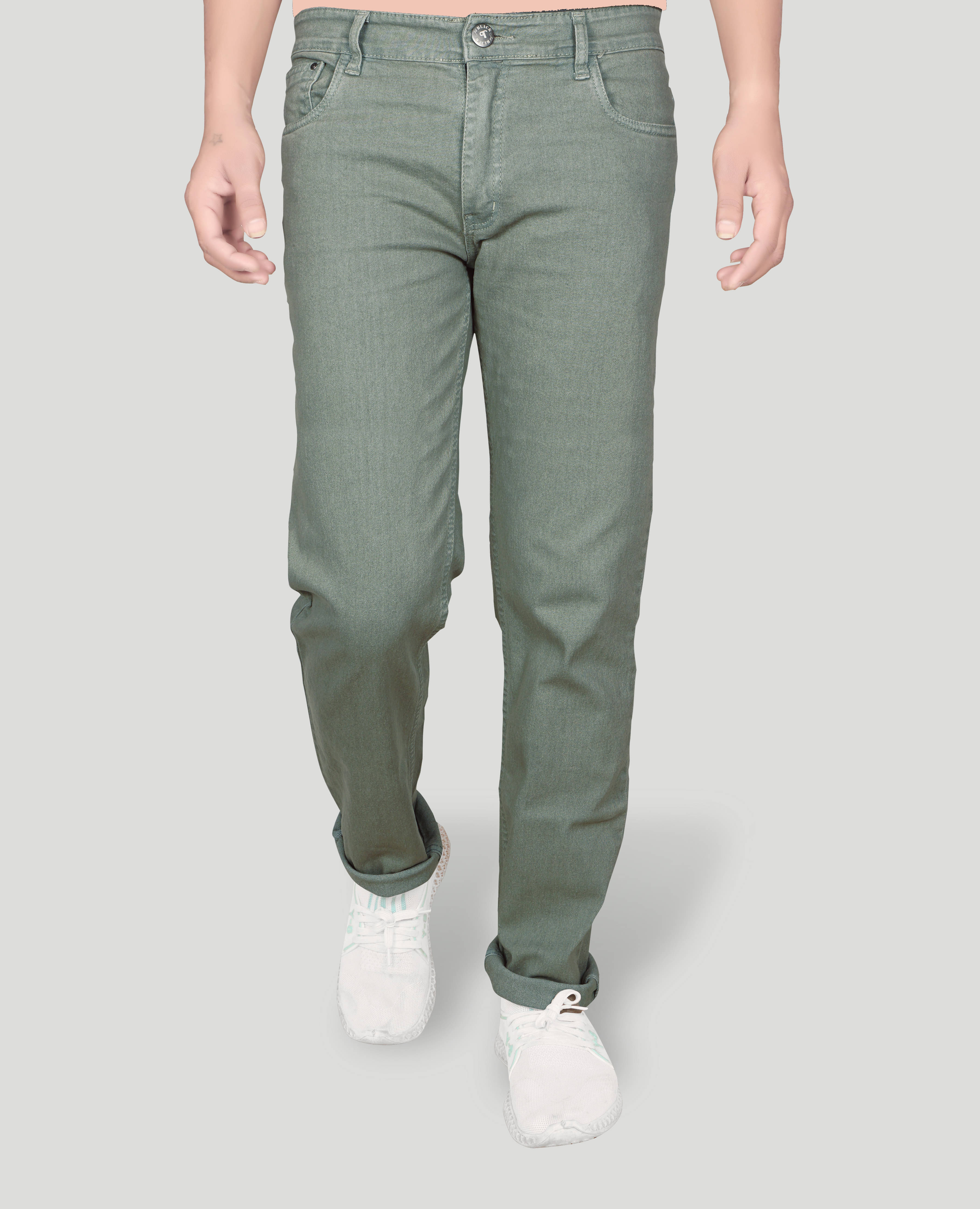 JB JUST BLACK - Light Green Cotton Blend Regular Fit Men's Jeans ( Pack of 1 ) JB JUST BLACK - Light Green Cotton Blend Regular Fit Men's Jeans ( Pack of 1 )