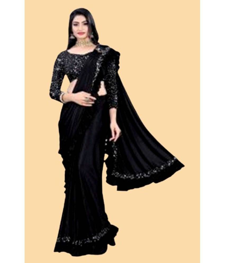 JULEE Lycra Embellished Saree With Unstitched Blouse Piece ( Black ) JULEE Lycra Embellished Saree With Unstitched Blouse Piece ( Black )