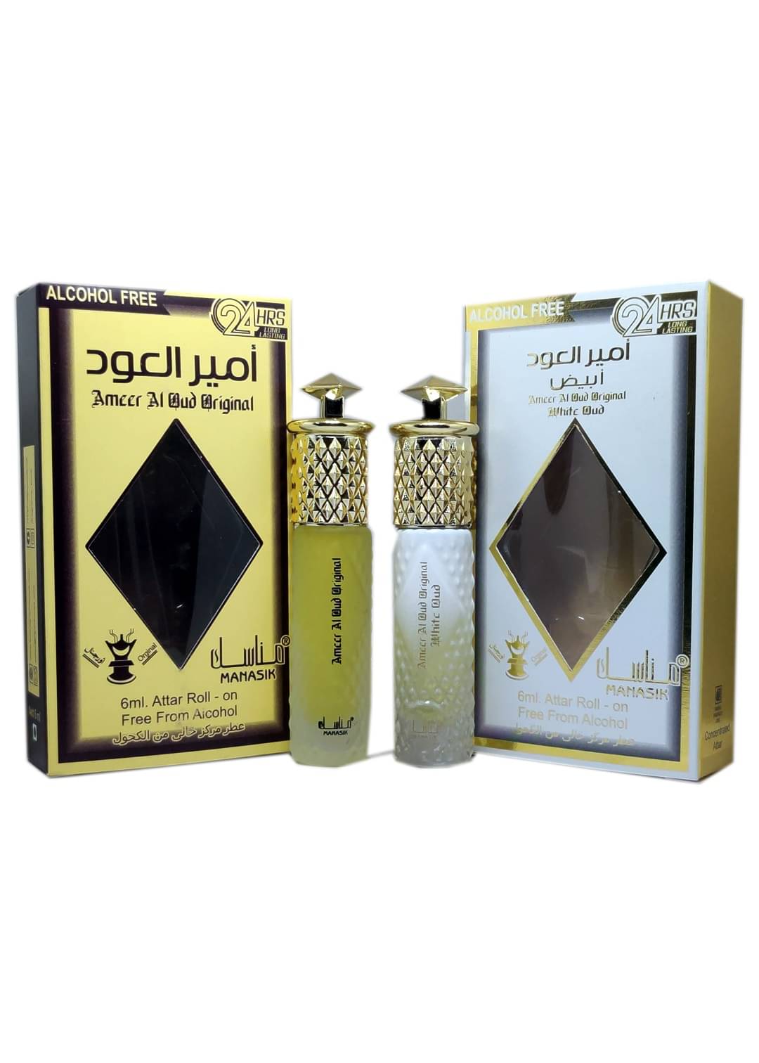 MANASIK AMEER AL OUD ORIGINAL & AMEER AL OUD WHITE OUD Concentrated Attar Roll On 6ml . ( COMBO SET ) MANASIK AMEER AL OUD ORIGINAL & AMEER AL OUD WHITE OUD Concentrated Attar Roll On 6ml . ( COMBO SET )