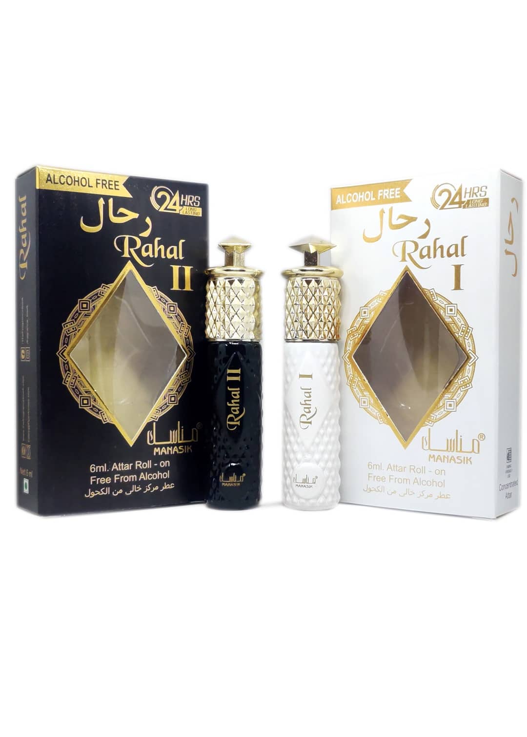 MANASIK  RAHAL WHITE I & RAHAL BLACK II  Concentrated   Attar Roll On 6ml .  ( COMBO SET )