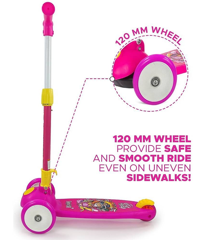 NHR Smart Kick Scooter with 3 Level Adjustable Height, Foldable Scooter for Kids, Scooty, Kids Scooter 5 Years+, Scooter for Kids 3 Years, Skating Cycle, Road Runner, Kick Scooter, Kids Scooty, Birthday Gift (3 to 8 Years, Pink)