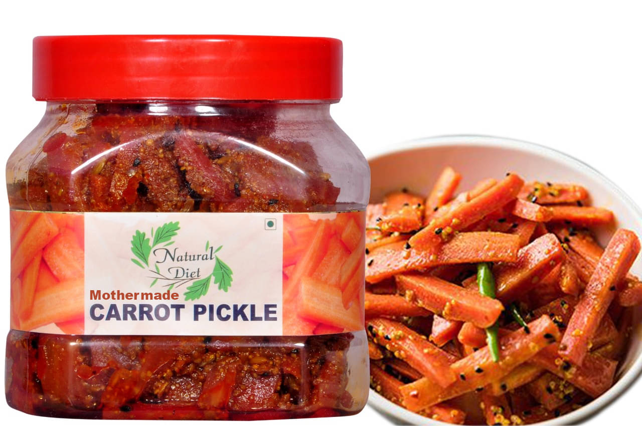    			Natural Diet Mother Made Carrot Pickle Gajjar ka Achar Premium Pickle Jar ||Ghar Ka Achar ||Mouth-Watering Pickle 500 g