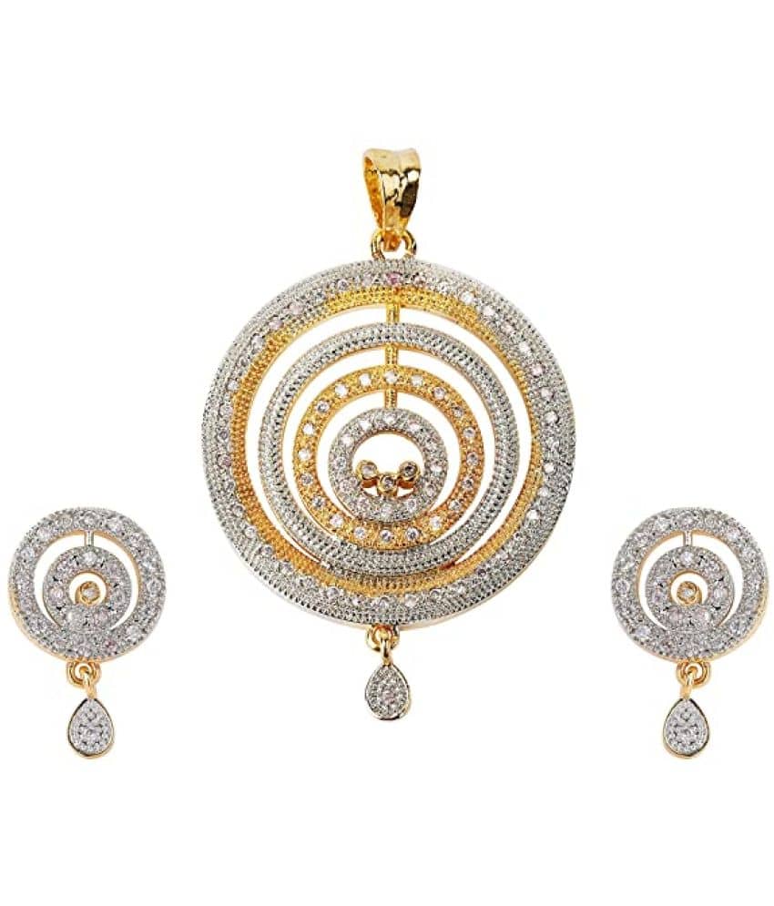 PUJVI - Silver Pendant set ( Pack of 1 )