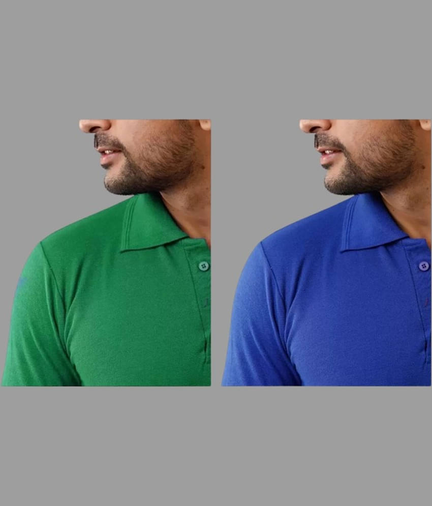 SKYRISE Pack of 2 Cotton Blend Slim Fit Solid Half Sleeves Men's Polo T Shirt ( Multicolor )