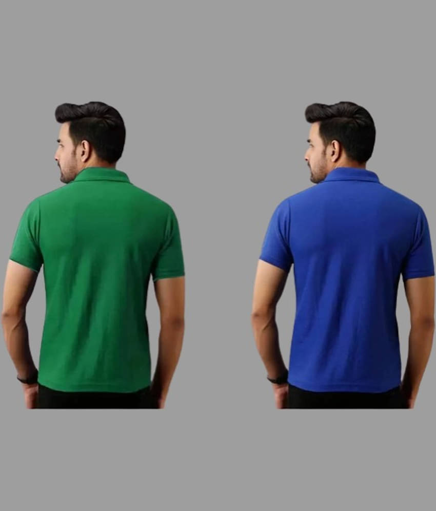 SKYRISE Pack of 2 Cotton Blend Slim Fit Solid Half Sleeves Men's Polo T Shirt ( Multicolor )