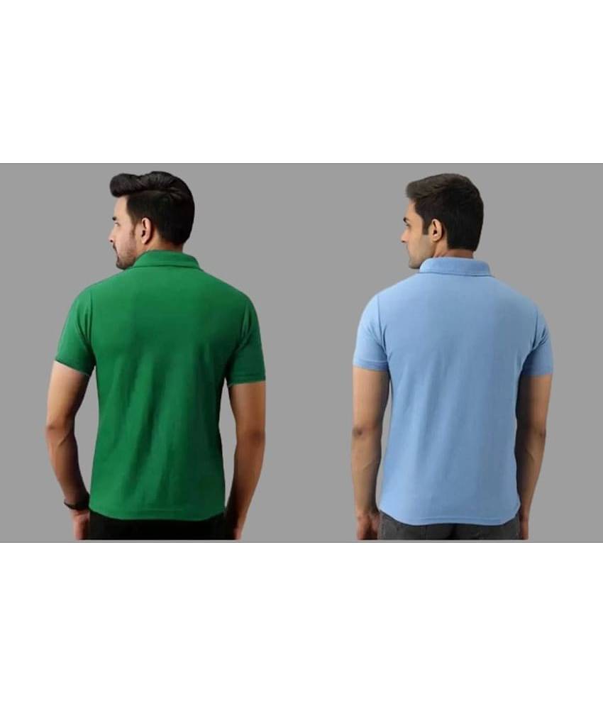 SKYRISE Pack of 2 Cotton Blend Slim Fit Solid Half Sleeves Men's Polo T Shirt ( Multicolor )
