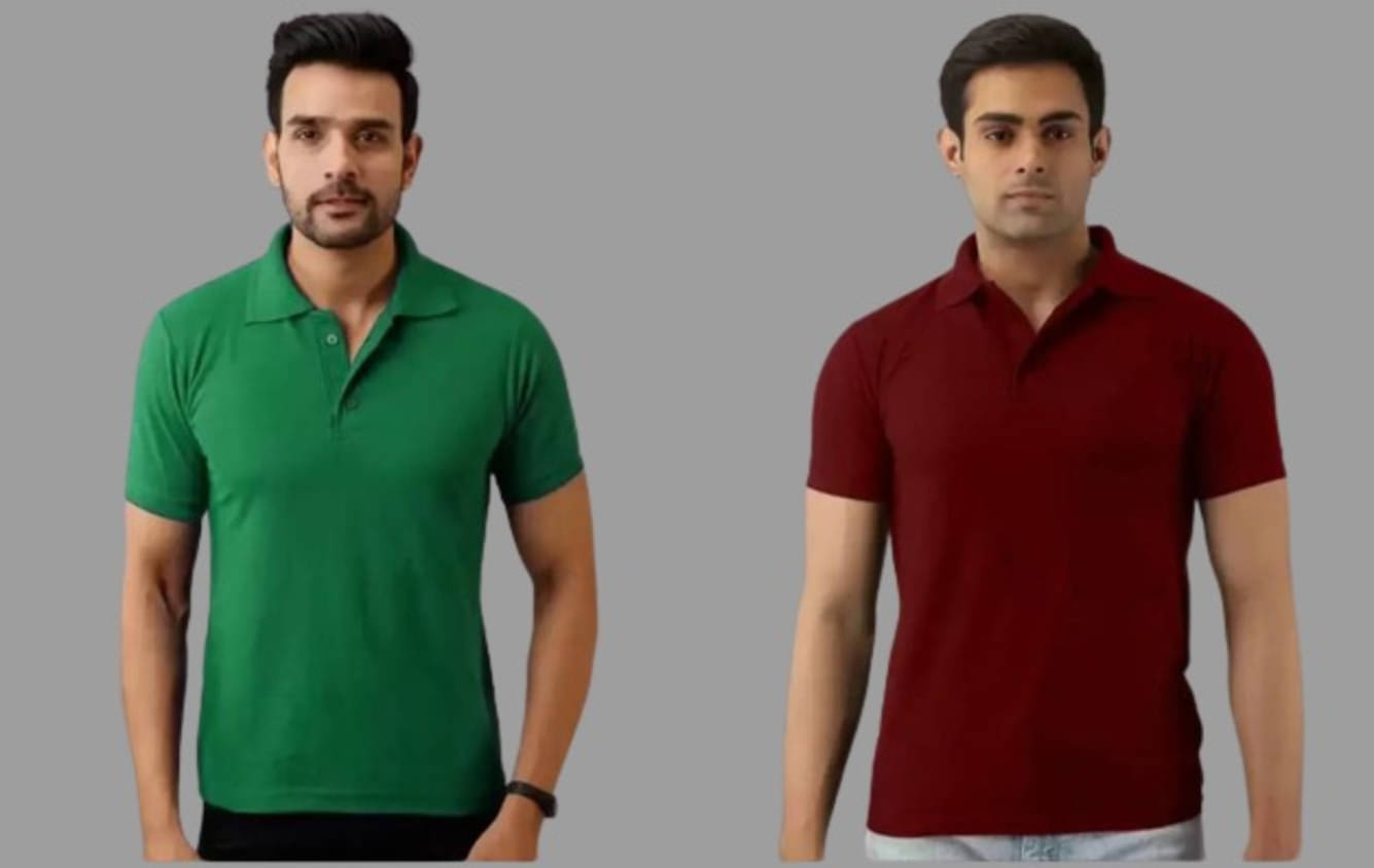     			SKYRISE Pack of 2 Cotton Blend Slim Fit Solid Half Sleeves Men's Polo T Shirt ( Multicolor )