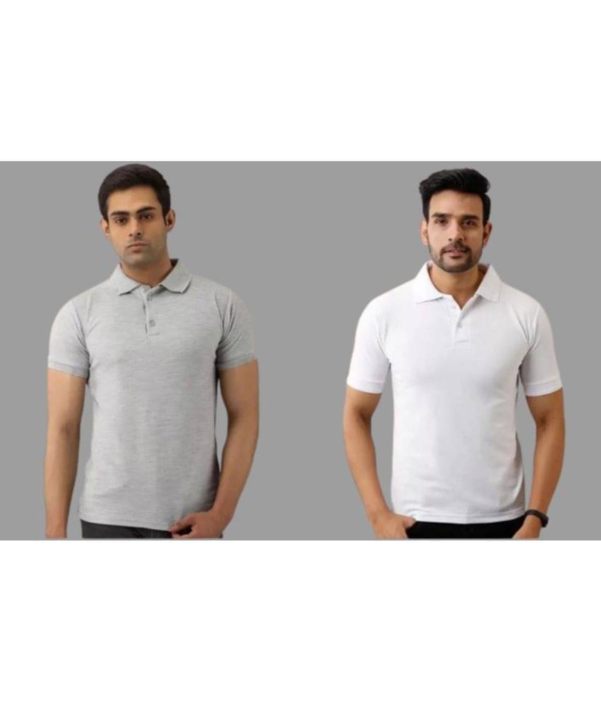     			SKYRISE Pack of 2 Cotton Blend Slim Fit Solid Half Sleeves Men's Polo T Shirt ( Multicolor )