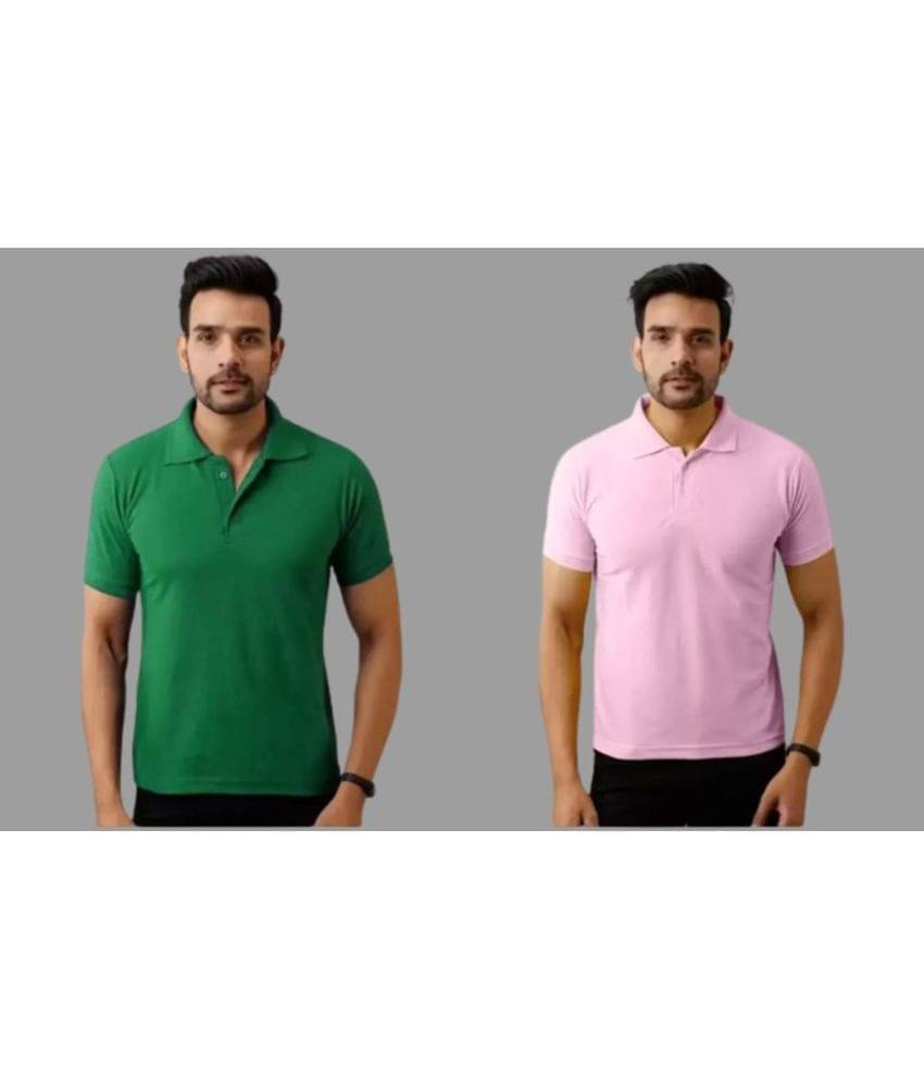     			SKYRISE Pack of 2 Cotton Blend Slim Fit Solid Half Sleeves Men's Polo T Shirt ( Multicolor )