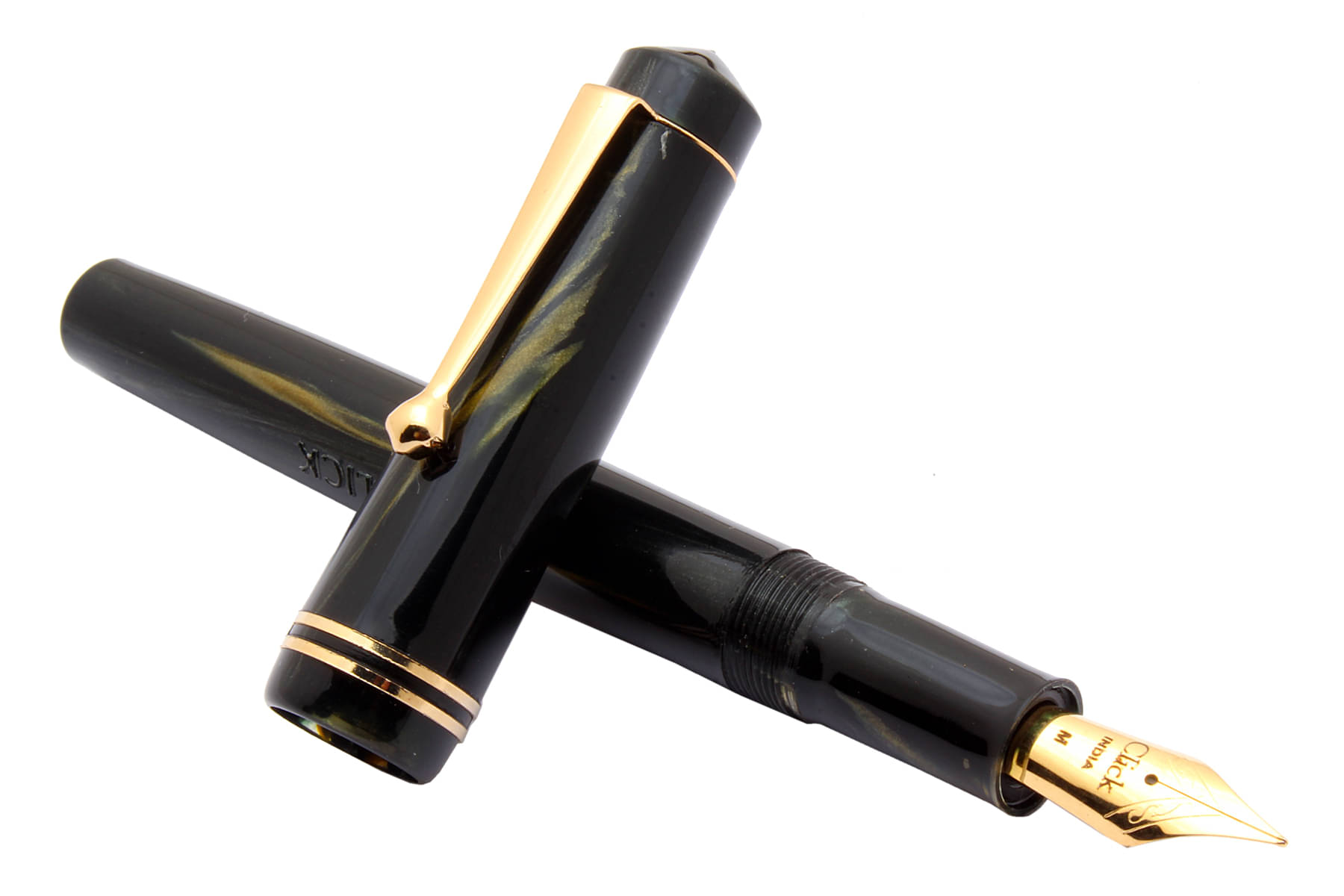    			Srpc Click Aristocrat Black Marble Fountain Pen With 3in1 Ink Filling Mechanism, Golden Trims & Medium Nib
