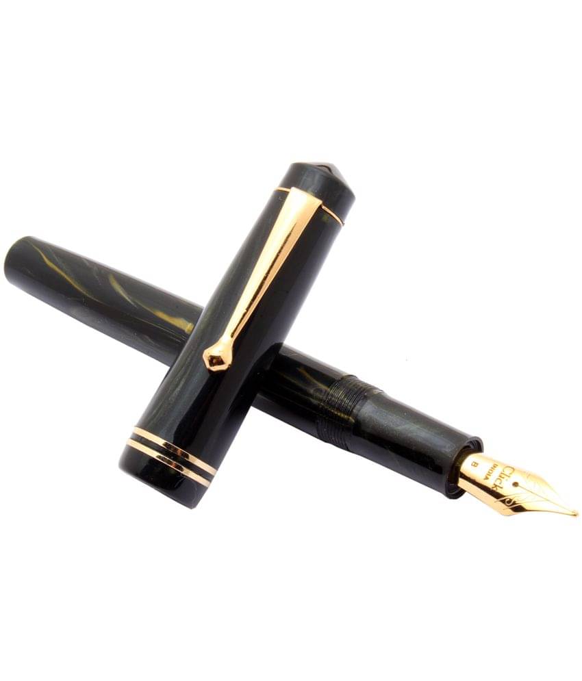     			Srpc Click Aristocrat Black Marble Fountain Pen With 3in1 Ink Filling Mechanism, Golden Trims & Broad Nib