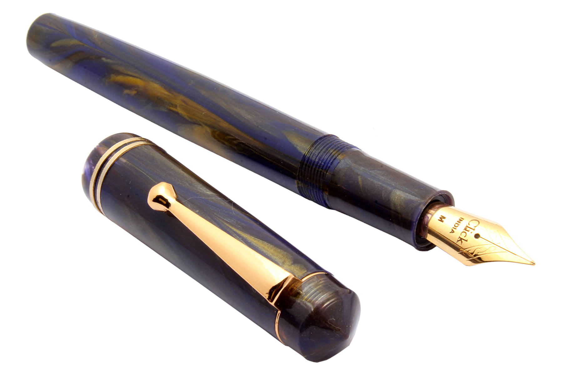     			Srpc Click Aristocrat Violet Marble Fountain Pen With 3in1 Ink Filling Mechanism, Golden Trims & Medium Nib