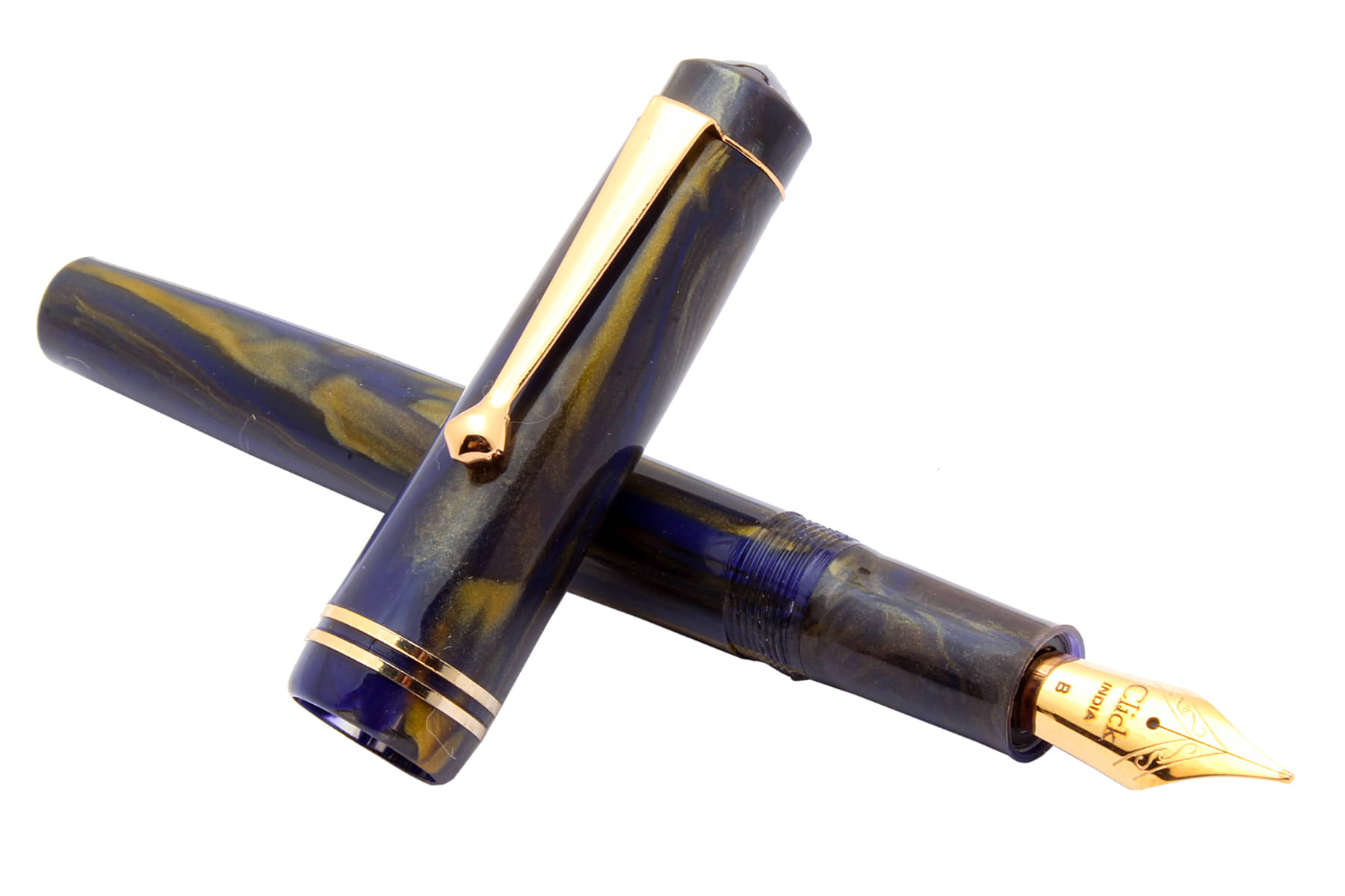     			Srpc Click Aristocrat Violet Marble Fountain Pen With 3in1 Ink Filling Mechanism, Golden Trims & Broad Nib