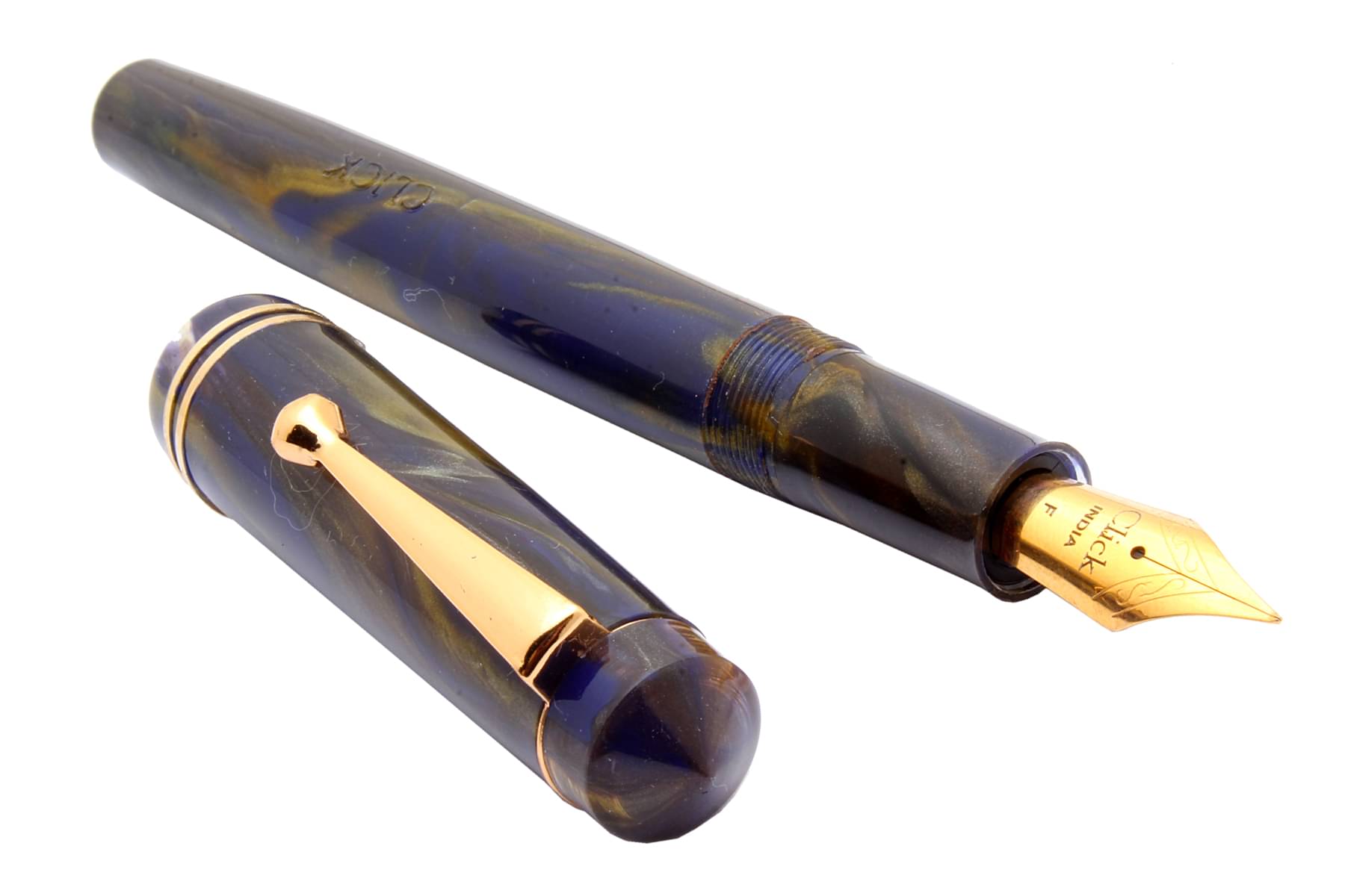     			Srpc Ledos Click Aristocrat Violet Marble Fountain Pen With 3in1 Ink Filling Mechanism, Golden Trims & Fine Nib