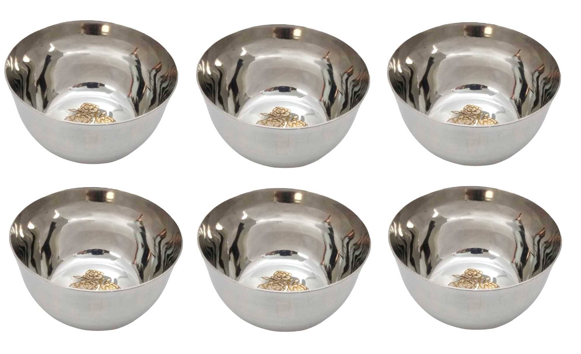     			A & H ENTERPRISES - Heavy Sabzi Bowl /Katori LASER Stainless Steel Cereal Bowl 200 mL ( Set of 6 )