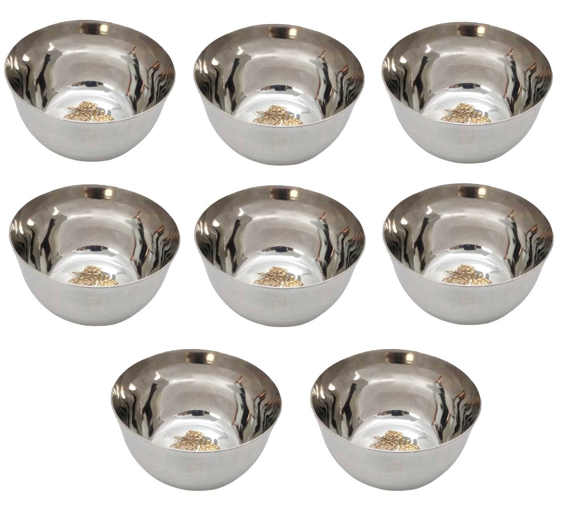 A & H ENTERPRISES - Heavy Sabzi Bowl /Katori LASER Stainless Steel Cereal Bowl 200 mL ( Set of 8 ) A & H ENTERPRISES - Heavy Sabzi Bowl /Katori LASER Stainless Steel Cereal Bowl 200 mL ( Set of 8 )