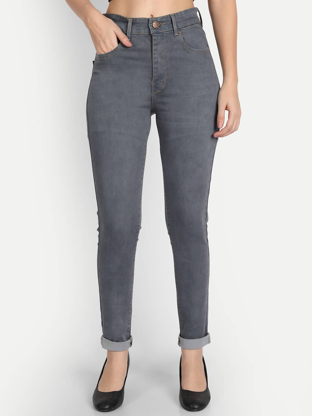     			AngelFab - Grey Denim Skinny Fit Women's Jeans ( Pack of 1 )