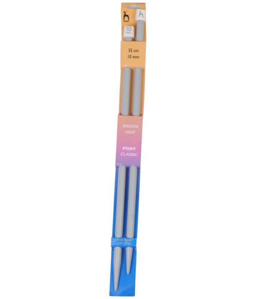 Classic Knitting Pins Pair for Thicker Yarns, No 000 (10 mm), Smooth Light 35 cm Long Plastic Needles