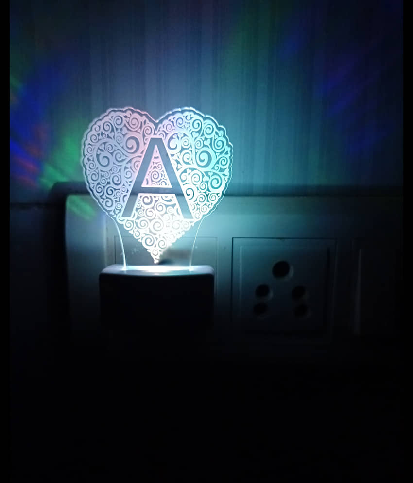 DIONA Night Lamp A Alphabet Heart Shape Home Decor Bedroom, Living Room