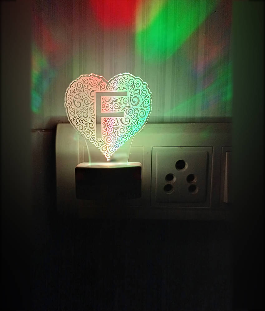 DIONA Night Lamp F Alphabet Heart Shape Night Light Birthday, Valentine Gift     			DIONA Night Lamp F Alphabet Heart Shape Night Light Birthday, Valentine Gift