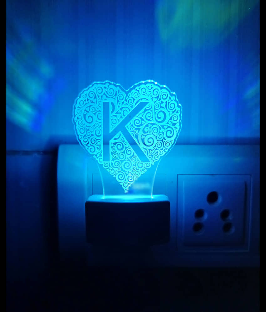 DIONA Night Lamp K Alphabet Heart Shape Night Light Bedroom, Living Room