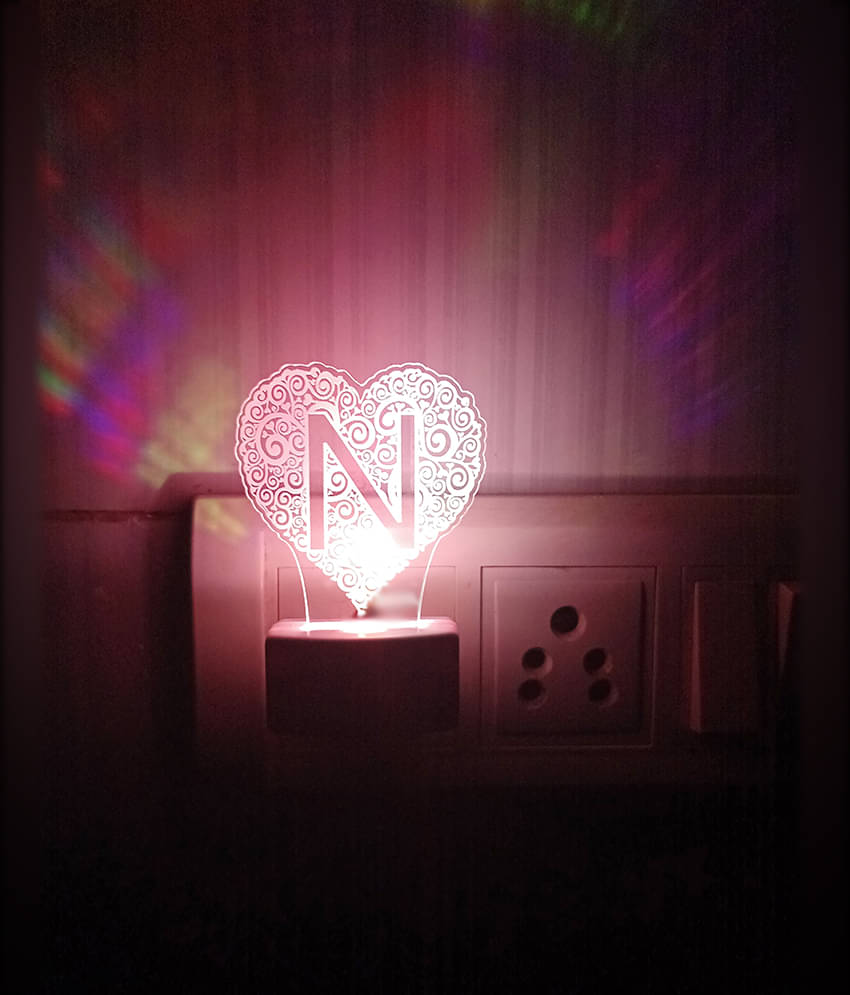 DIONA Night Lamp N Alphabet Heart Shape Birthday, Valentine, Anniversary Gift     			DIONA Night Lamp N Alphabet Heart Shape Birthday, Valentine, Anniversary Gift