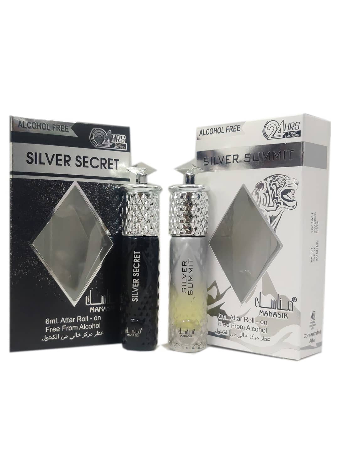 MANASIK SILVER SECRET  SILVER SUMMIT Concentrated   Attar Roll On 6ml .  ( COMBO SET )