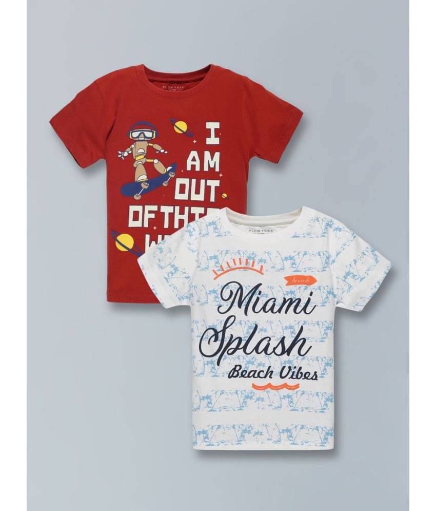     			PLUM TREE Pack of 5 Boys Cotton Blend T-Shirt ( White )