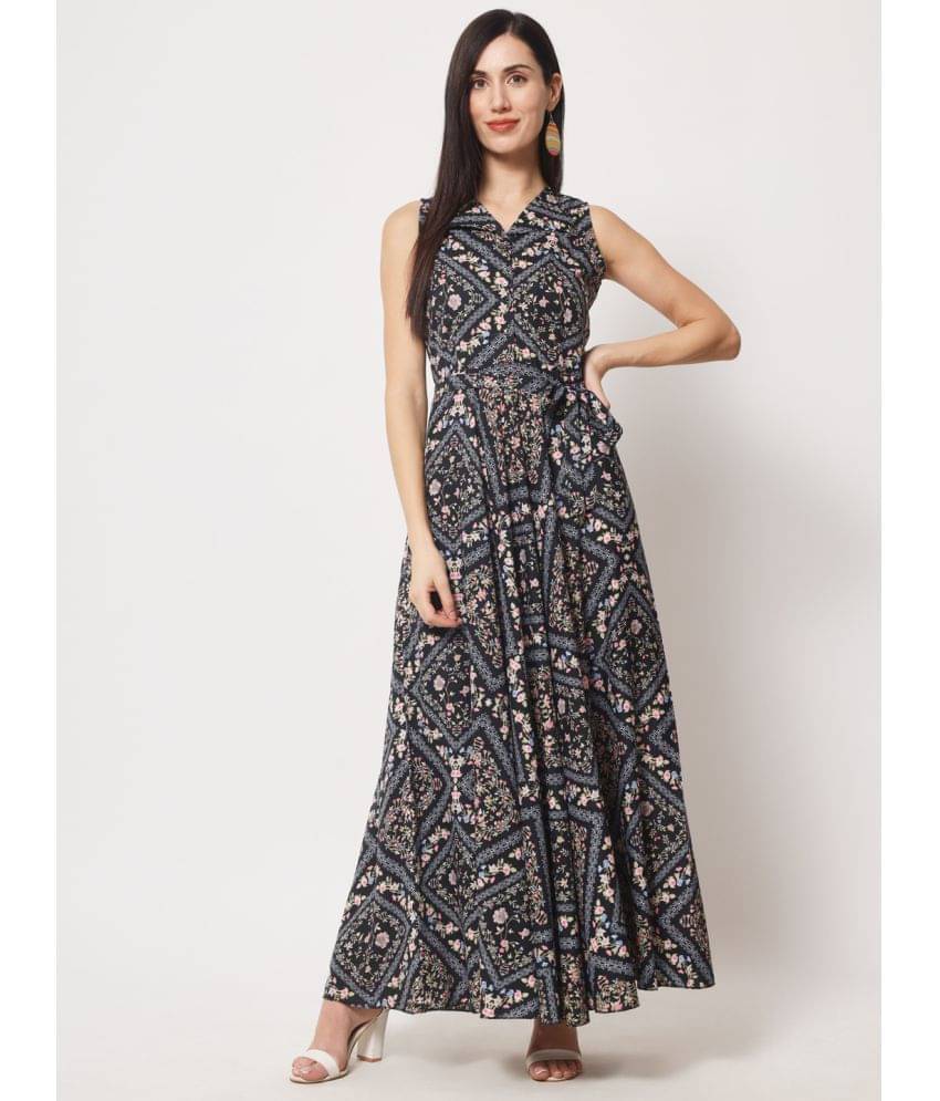     			Rudrakriti Women Crepe Printed Gown ( Black )