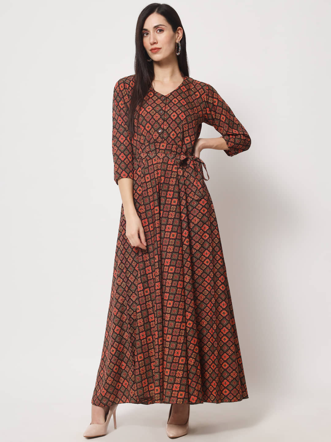 Rudrakriti - Brown Crepe Women's Gown ( Pack of 1 )
