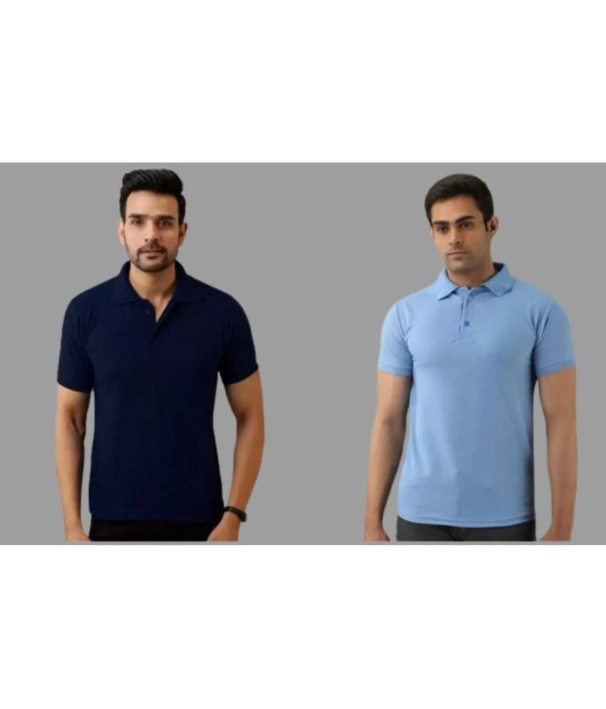 SKYRISE Pack of 2 Cotton Blend Slim Fit Solid Half Sleeves Men's Polo T Shirt ( Multicolor ) SKYRISE Pack of 2 Cotton Blend Slim Fit Solid Half Sleeves Men's Polo T Shirt ( Multicolor )
