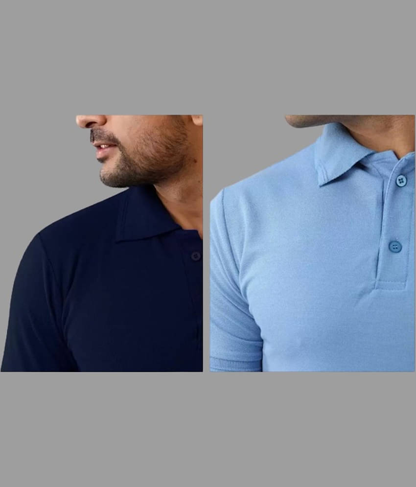 SKYRISE Pack of 2 Cotton Blend Slim Fit Solid Half Sleeves Men's Polo T Shirt ( Multicolor )