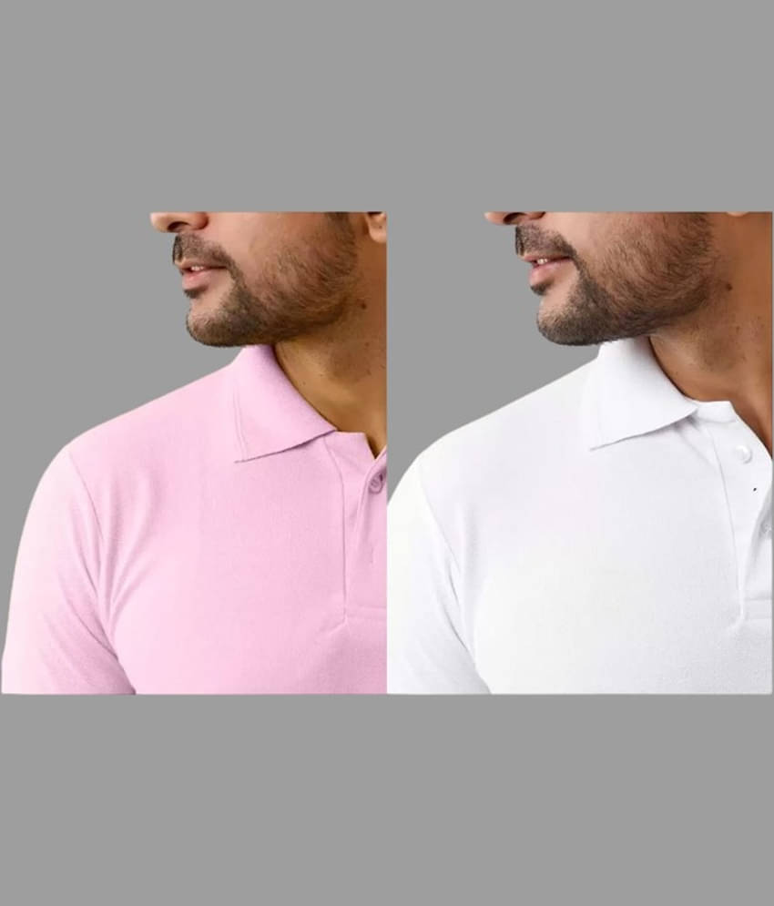 SKYRISE Pack of 2 Cotton Blend Slim Fit Solid Half Sleeves Men's Polo T Shirt ( Multicolor )