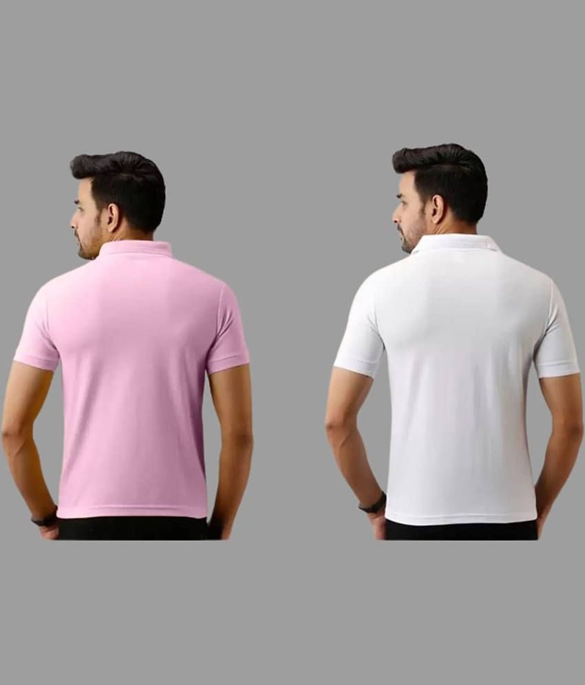 SKYRISE Pack of 2 Cotton Blend Slim Fit Solid Half Sleeves Men's Polo T Shirt ( Multicolor )