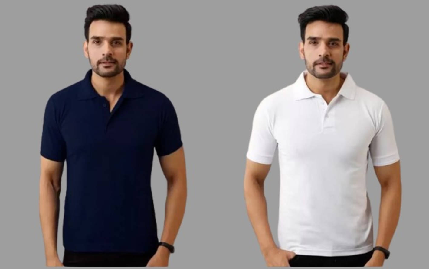SKYRISE Pack of 2 Cotton Blend Slim Fit Solid Half Sleeves Men's Polo T Shirt ( Multicolor )     			SKYRISE Pack of 2 Cotton Blend Slim Fit Solid Half Sleeves Men's Polo T Shirt ( Multicolor )