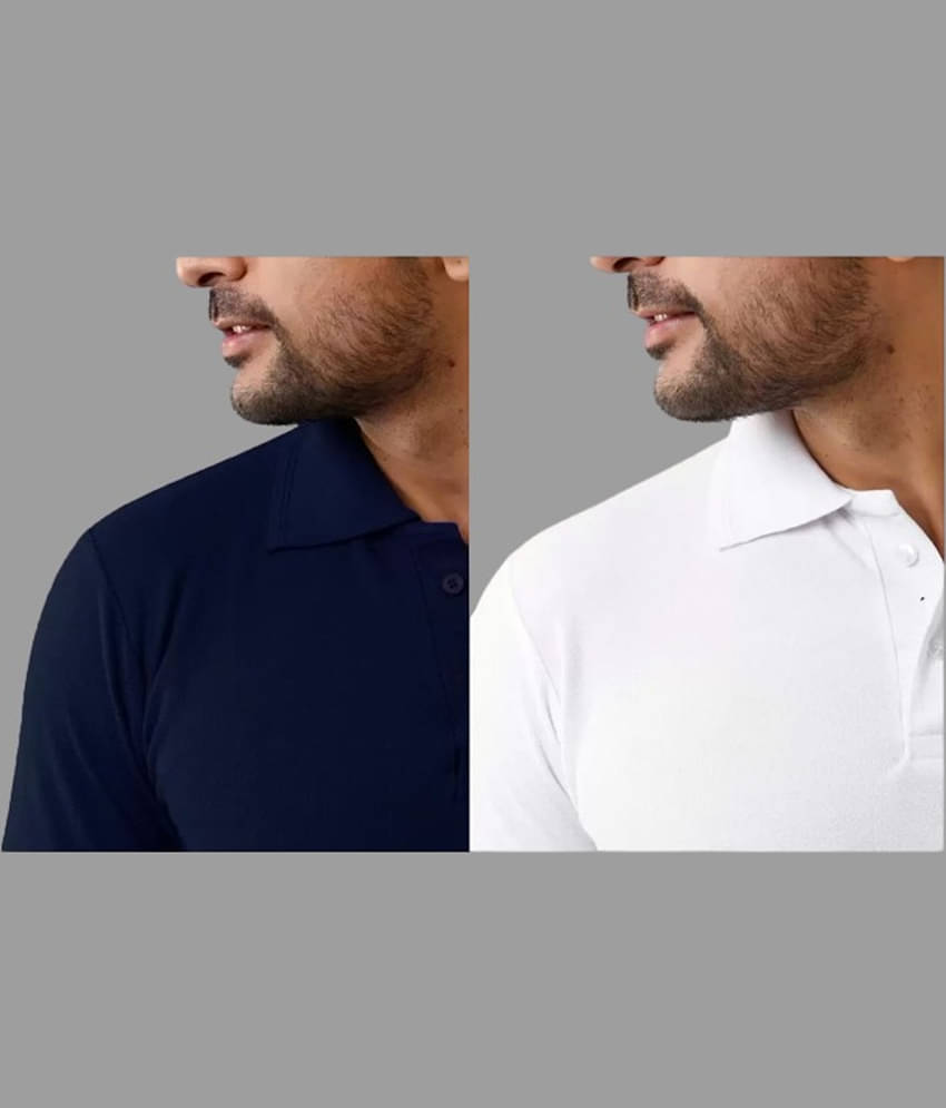 SKYRISE Pack of 2 Cotton Blend Slim Fit Solid Half Sleeves Men's Polo T Shirt ( Multicolor )