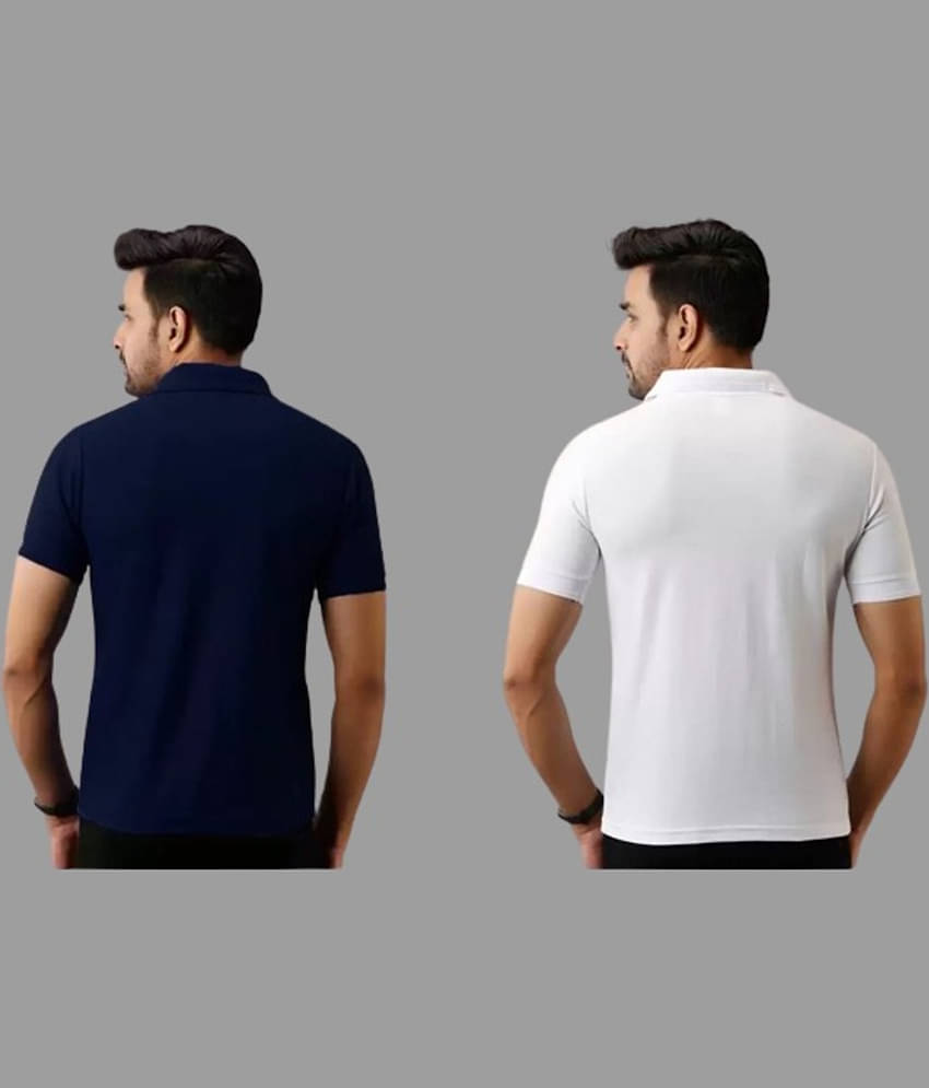 SKYRISE Pack of 2 Cotton Blend Slim Fit Solid Half Sleeves Men's Polo T Shirt ( Multicolor )