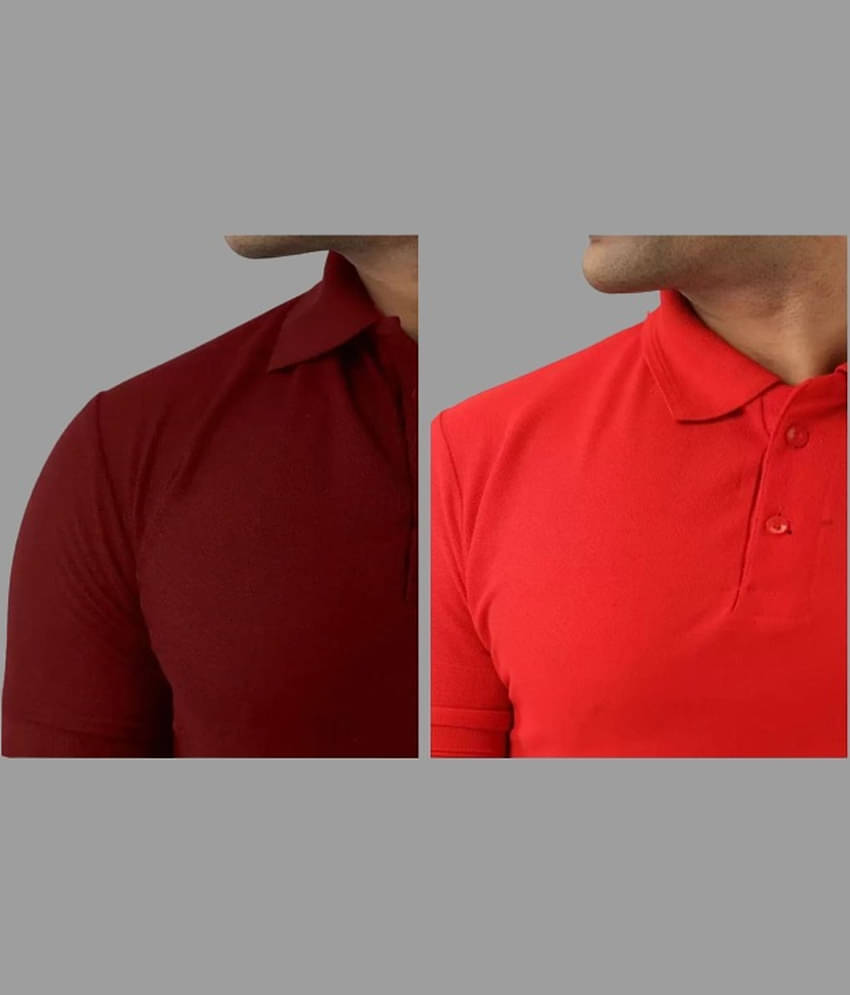 SKYRISE Pack of 2 Cotton Blend Slim Fit Solid Half Sleeves Men's Polo T Shirt ( Multicolor )