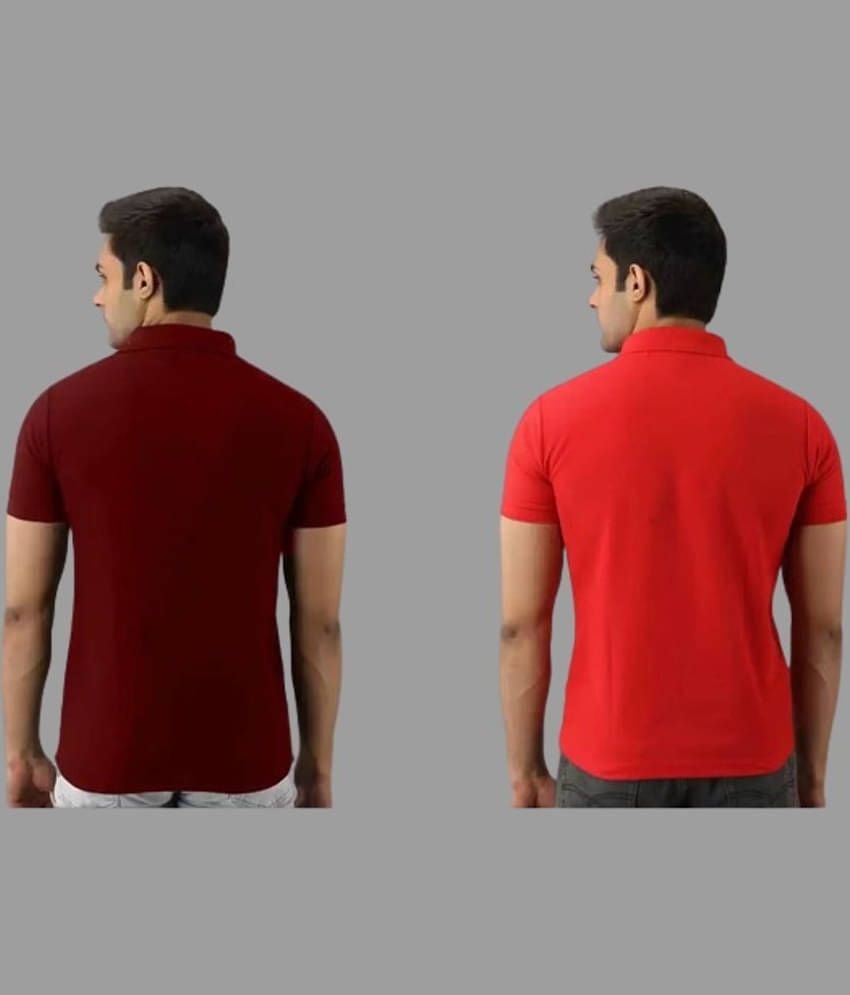 SKYRISE Pack of 2 Cotton Blend Slim Fit Solid Half Sleeves Men's Polo T Shirt ( Multicolor )