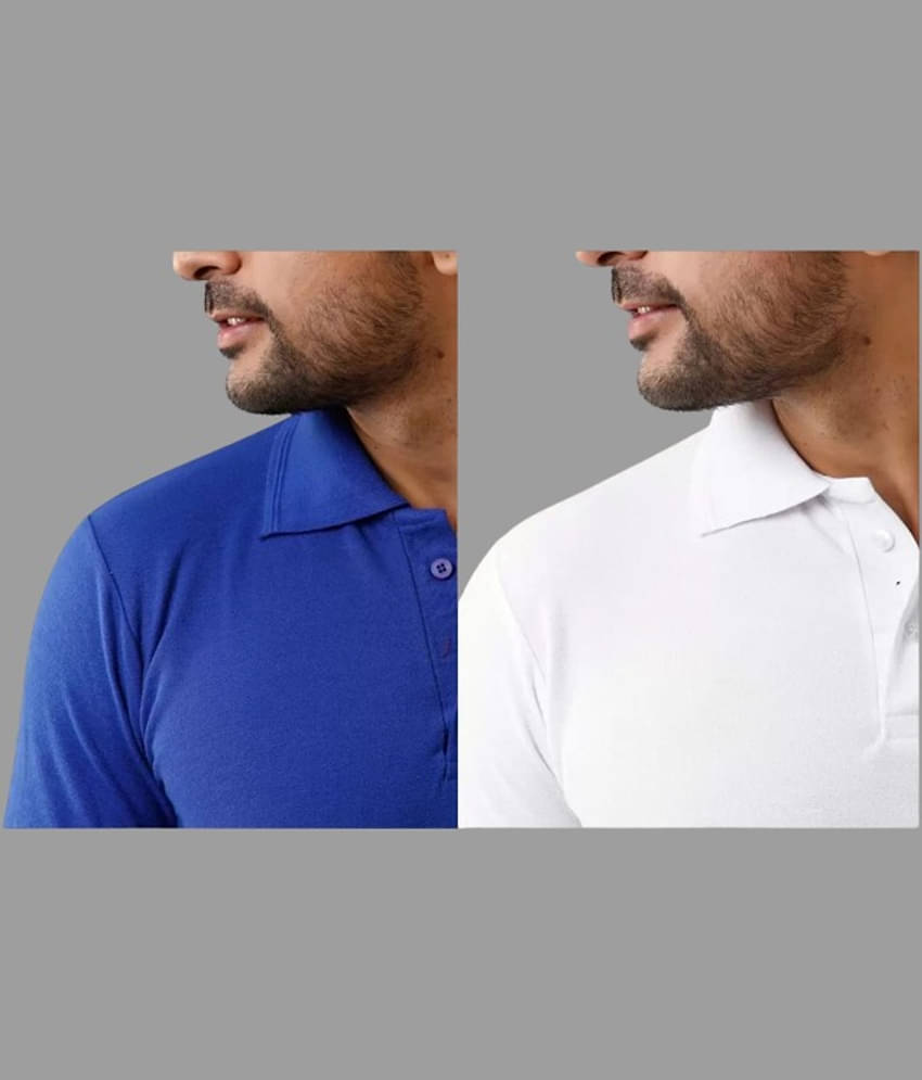 SKYRISE Pack of 2 Cotton Blend Slim Fit Solid Half Sleeves Men's Polo T Shirt ( Multicolor )