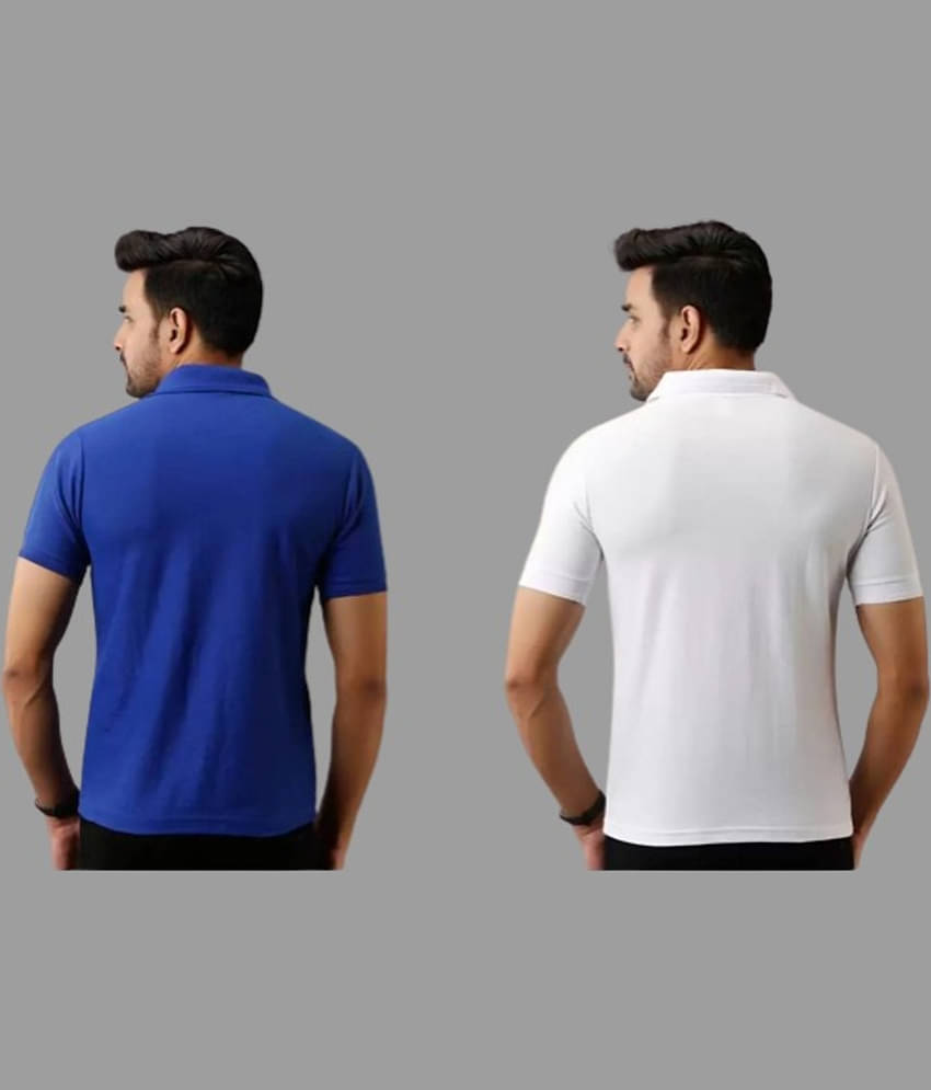 SKYRISE Pack of 2 Cotton Blend Slim Fit Solid Half Sleeves Men's Polo T Shirt ( Multicolor )