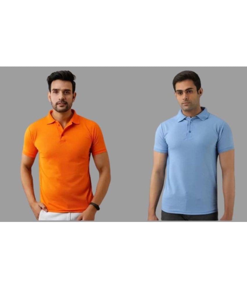 SKYRISE Pack of 2 Cotton Blend Slim Fit Solid Half Sleeves Men's Polo T Shirt ( Multicolor ) SKYRISE Pack of 2 Cotton Blend Slim Fit Solid Half Sleeves Men's Polo T Shirt ( Multicolor )