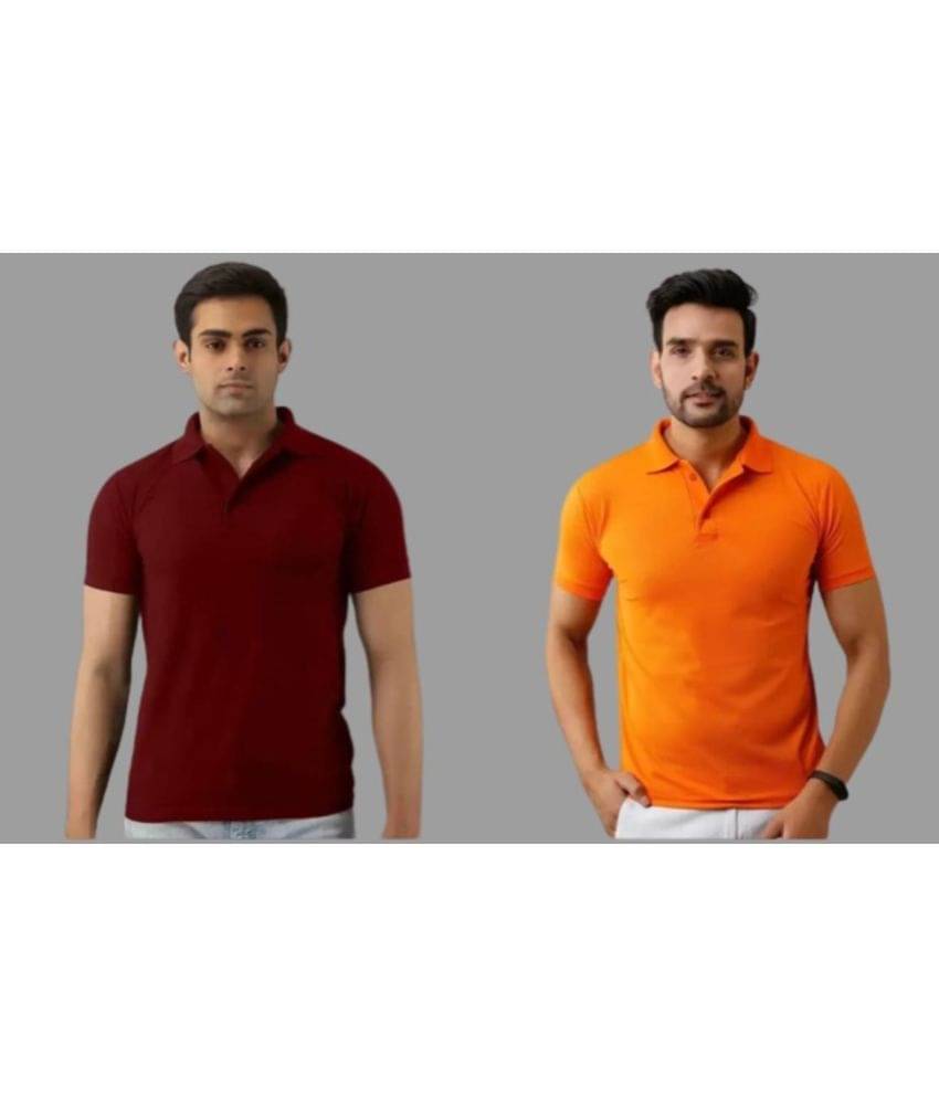     			SKYRISE Pack of 2 Cotton Blend Slim Fit Solid Half Sleeves Men's Polo T Shirt ( Multicolor )