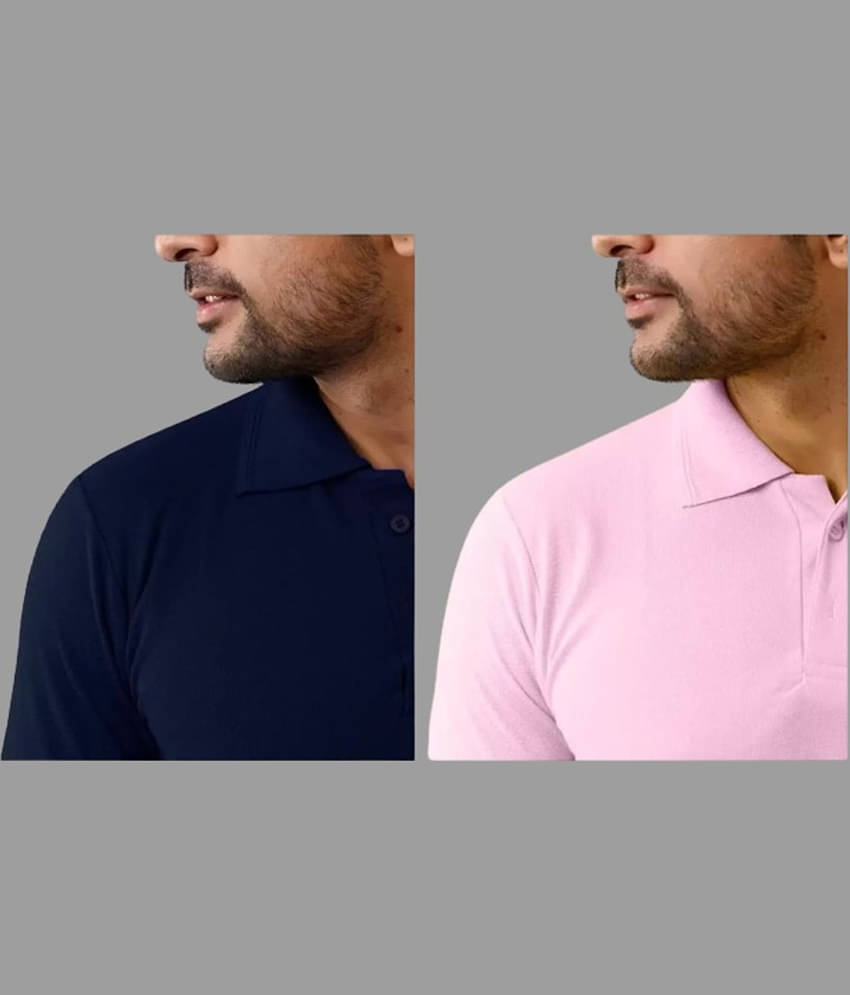 SKYRISE Pack of 2 Cotton Blend Slim Fit Solid Half Sleeves Men's Polo T Shirt ( Multicolor )