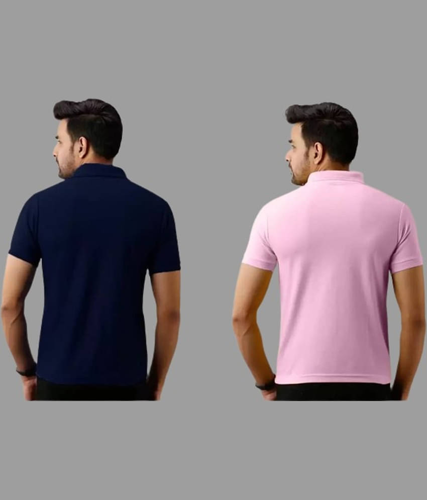 SKYRISE Pack of 2 Cotton Blend Slim Fit Solid Half Sleeves Men's Polo T Shirt ( Multicolor )