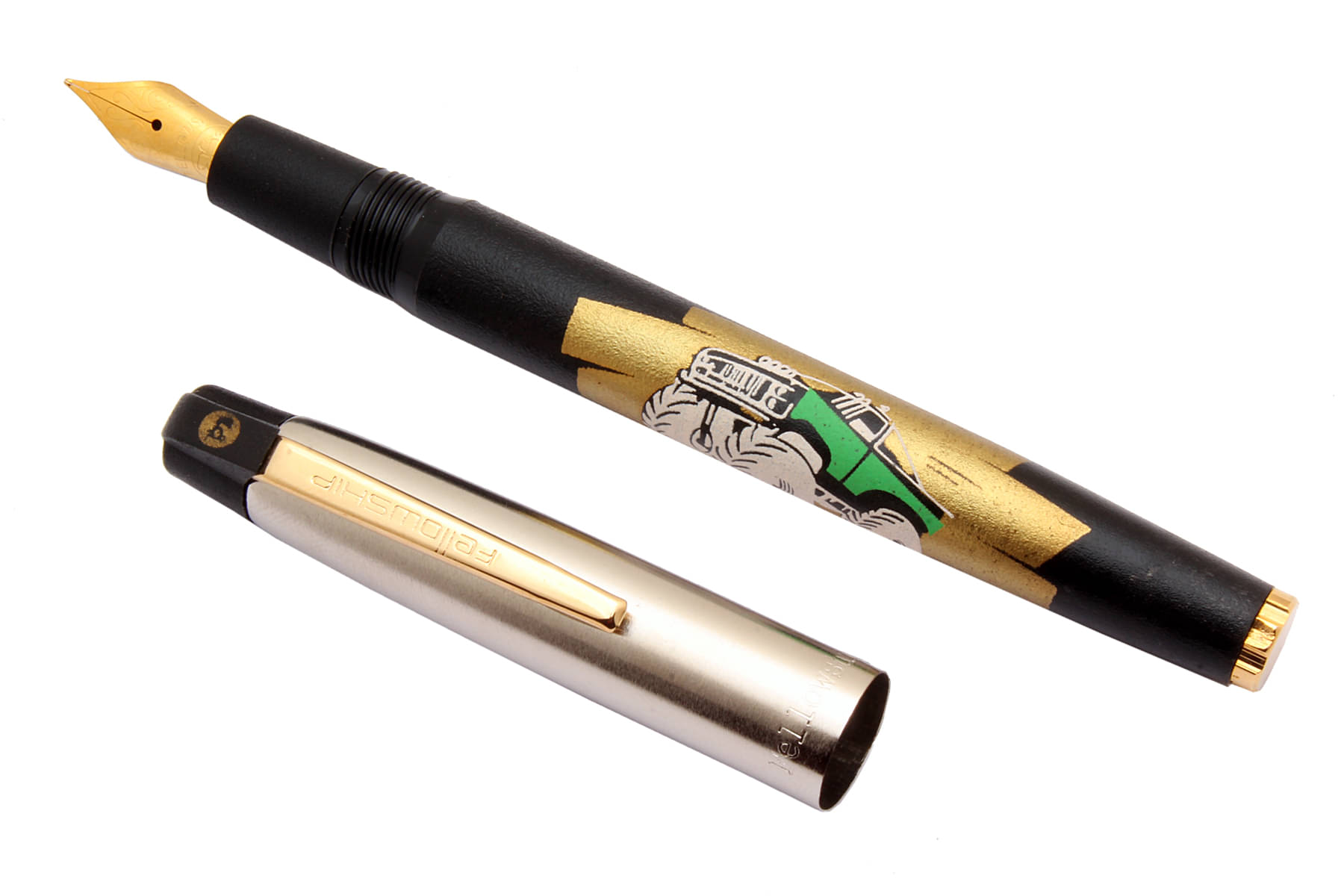     			Srpc Fellowship Hammer Car Edition Golden & Black Body Eyedropper System Fountain Pen Golden Trims