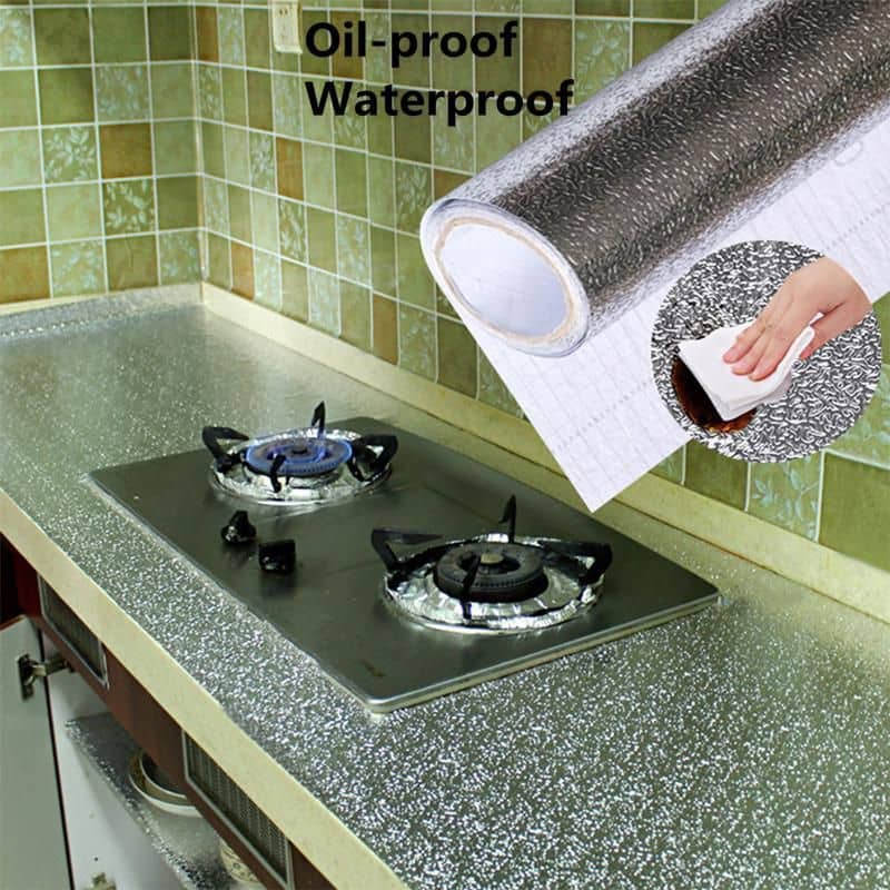 Water And Oil Proof Self Adhesive Abstract Sticker Wallpaper (200cm x 40cm, Silver)