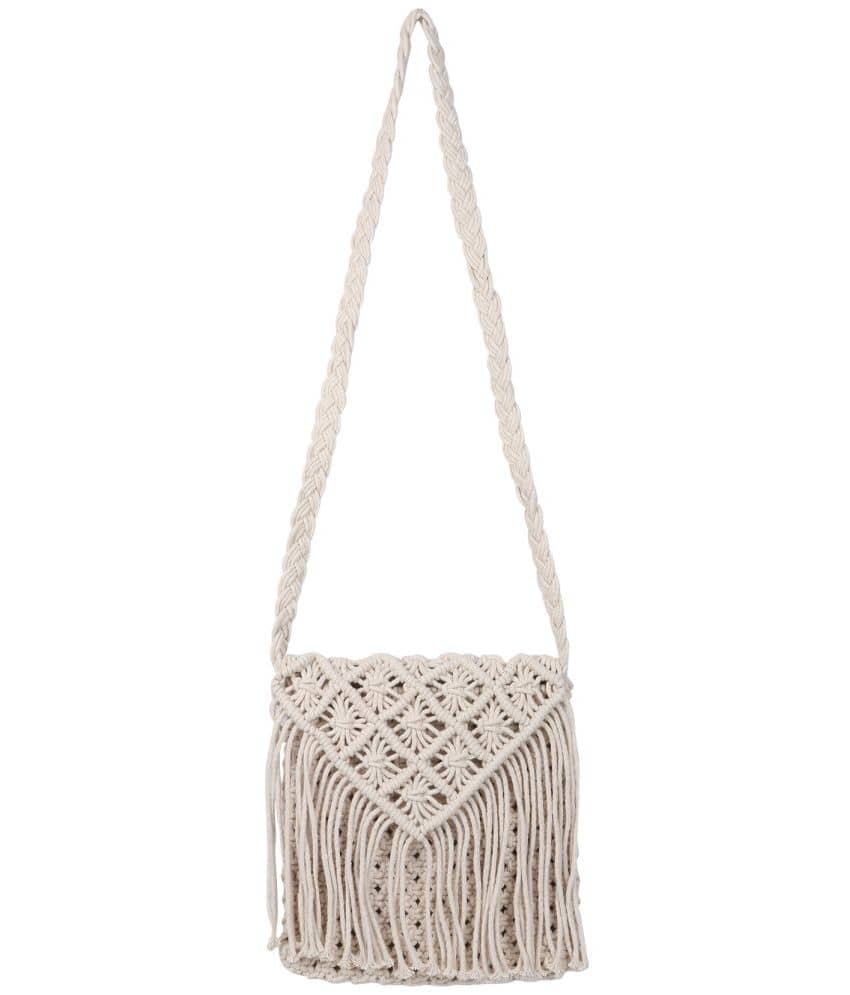 sapis Sling Bag Cotton Set of 1 ( White ) - Handbags | Buy online on ZillyBuy