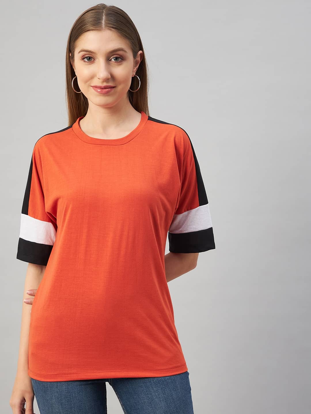 AUSTIN WOOD Women's Cotton Blend Regular Top ( Orange )