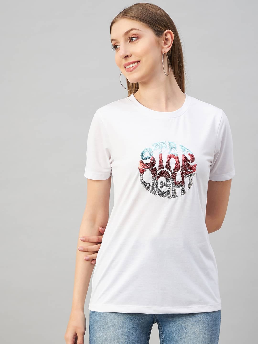 AUSTIN WOOD Women's Cotton Blend Regular Top ( White )